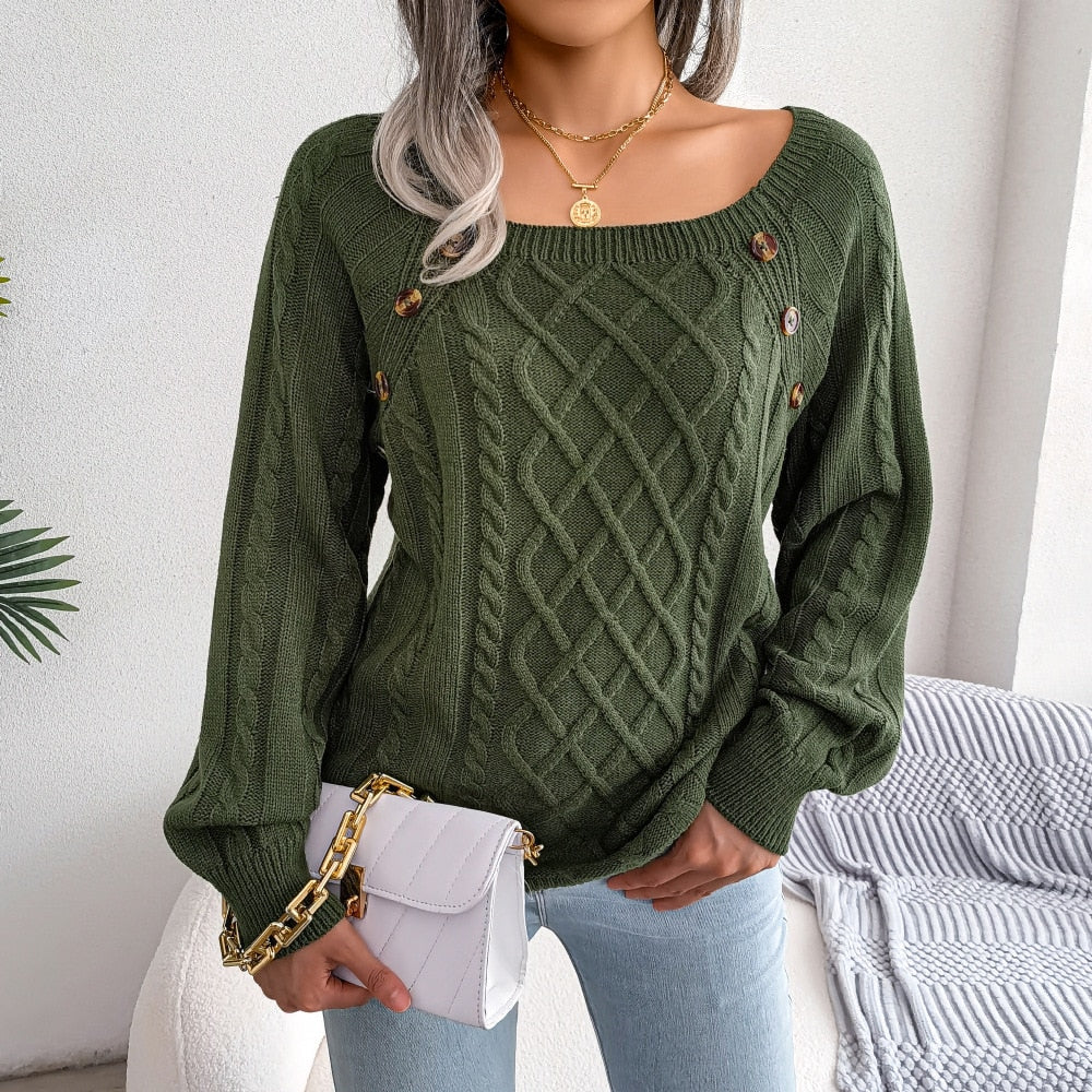 Women Sweater Streetwear Pullovers Knitted Warm Long Sleeves Casual