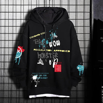 2025 Men's Hip Hop Print Hoodie Warm Streetwear Sweatshirt