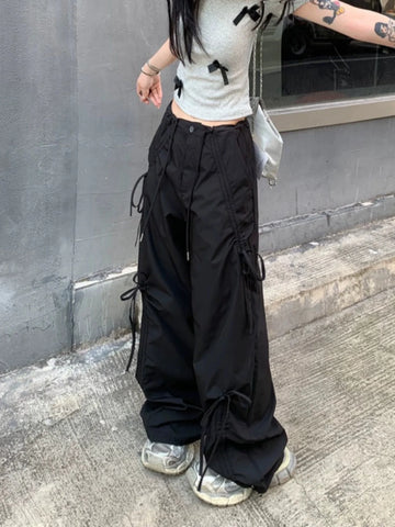 Embark on a Y2K Revival with Baggy Parachute Pants for Women