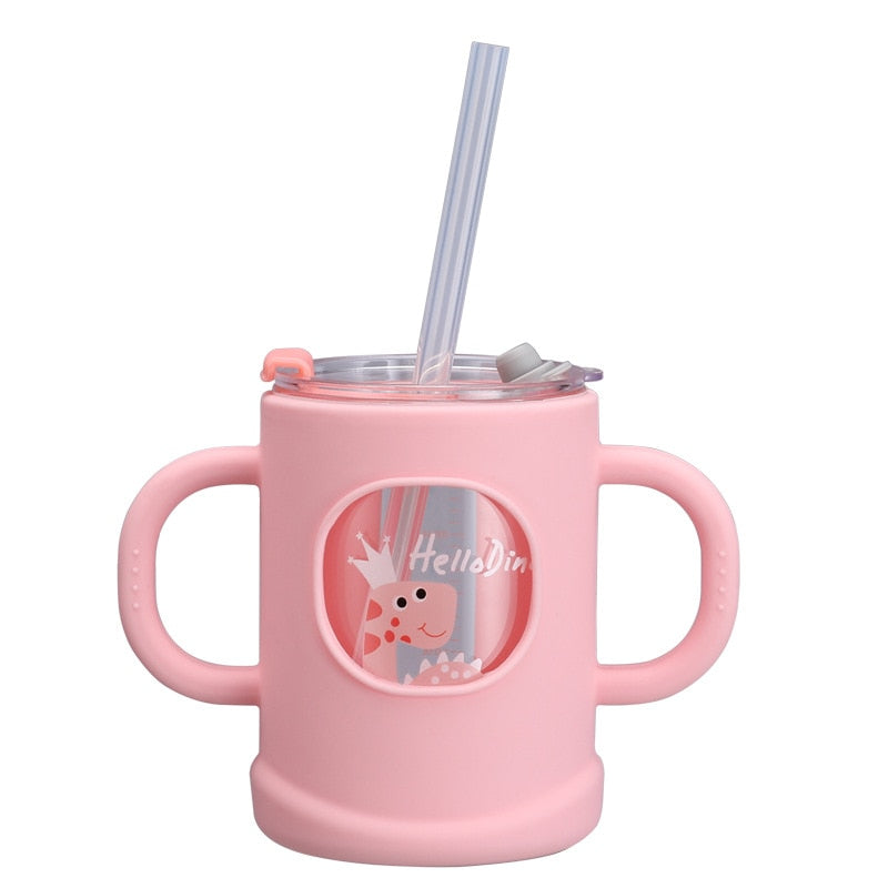 Mug Tumbler Lid HandleCute Cartoon Baby Feeding Cups