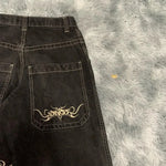 Y2K Hip Hop Retro Grafik Baggy Jeans Schwarze Hose