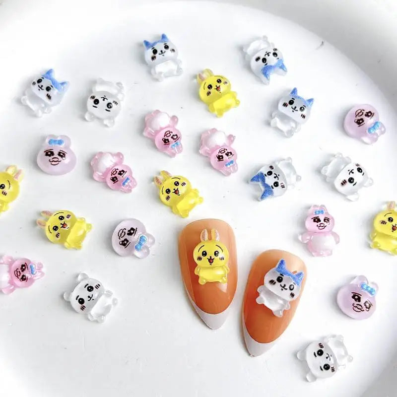 30PCS Cartoon Anime Character Nail Art Decorations Funny Rabbit