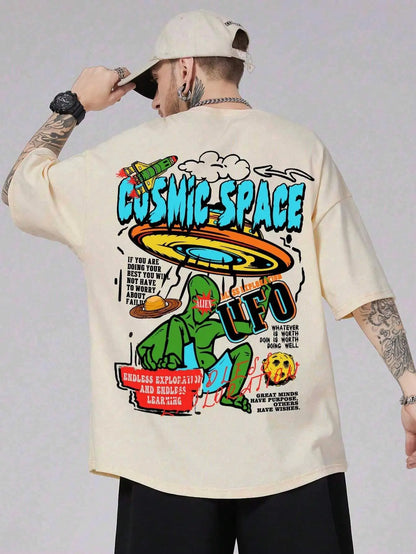Cosmic Space Ufo Aliens Funny Graphic Printed Fashion Street T-Shirt