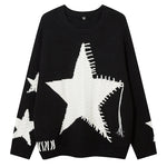 Men Big Star Sweater Loose Pullover Streetwear Tops