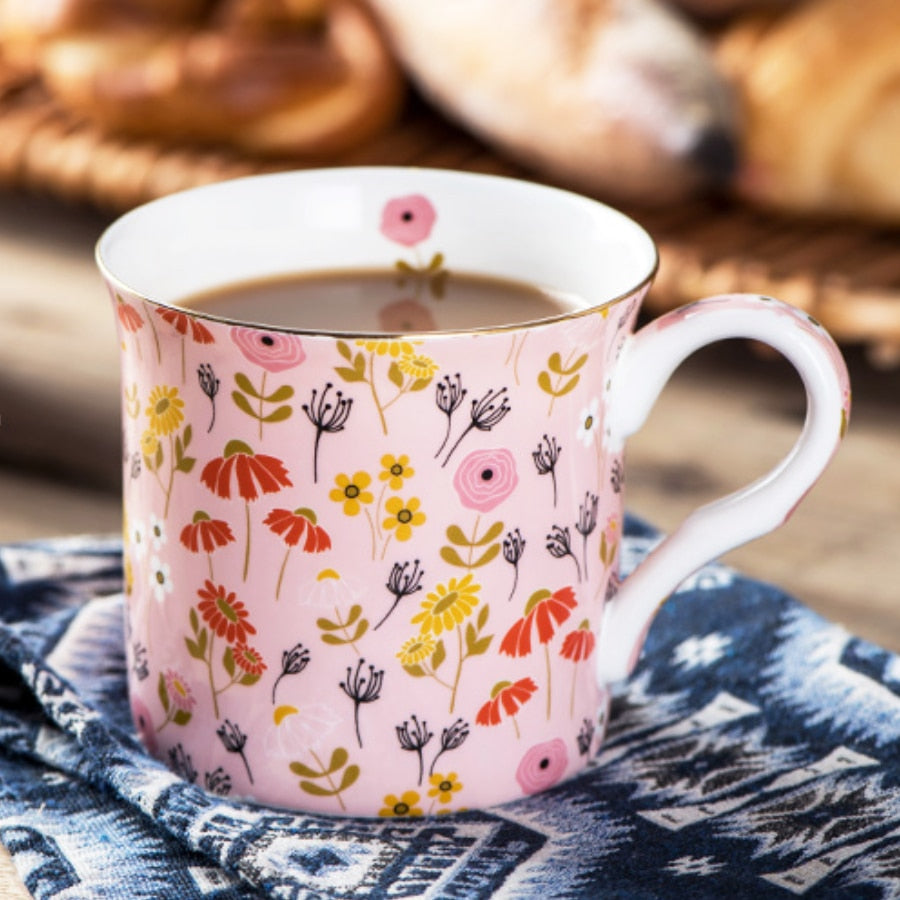 Rustic Flower Mug Lightweight Coffee Cup