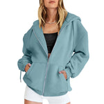 Autumn Winter Zipper Cardigan Hooded Sweatshirt Women