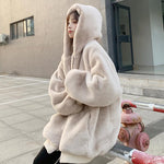 Plush jacket women winter imitation Rex rabbit loose thick hooded