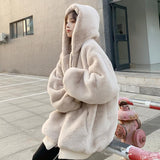 Plush jacket women winter imitation Rex rabbit loose thick hooded