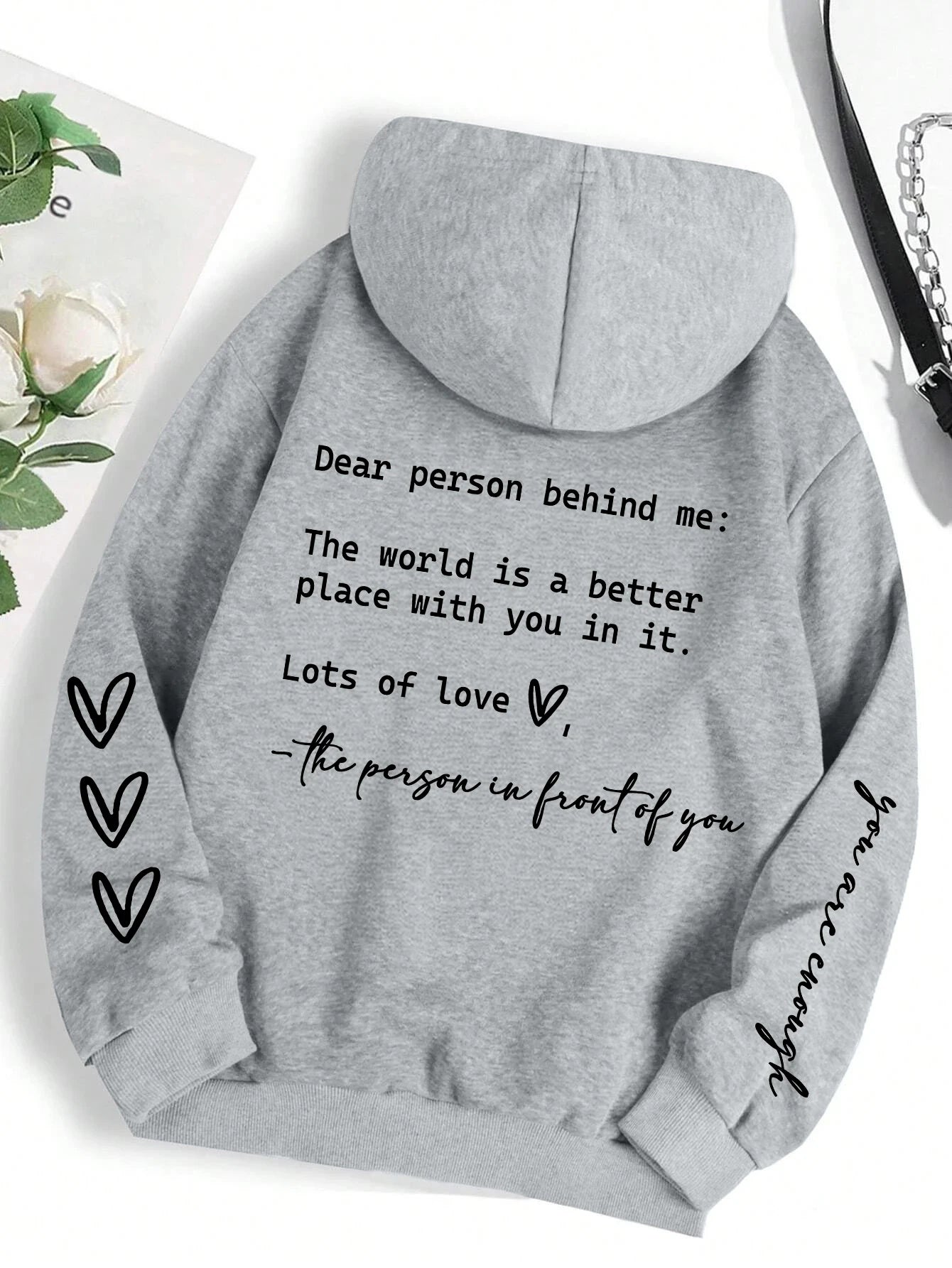 Dear Person Behind Me Hoodie Women Fleece Graphic Print Casual Top