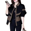 Womens Polo Collar Jacket Contrast Splice Lightweight Slim Fit Top