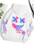 Happy Day Graffiti Women Hoodie Vintage Oversized