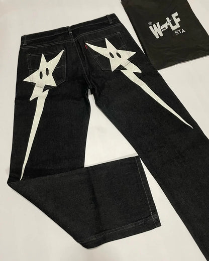 Streetwear Jeans Y2K Hip Hop Star Graphic Print Baggy Pants