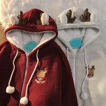 Japanese Oversize Christmas Elk Lamb Fleece Cotton Winter Hoodie Streetwear Kawaii Y2k Clothes