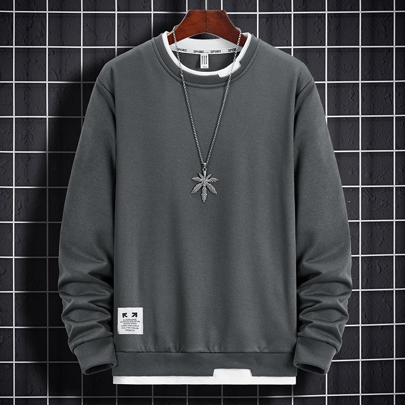 Men Sweatshirts Tops Solid Casual Pullover Hip Hop