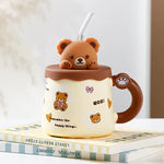 Creative Cute Lovely Bear Ceramic Mug with Lid