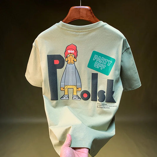 Elastic Men’s Short Sleeve T-Shirt Creative Print Summer Top