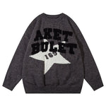 Star Graphic Big Letter Sweater Knitted Jumper Winter Fashion Streetwear