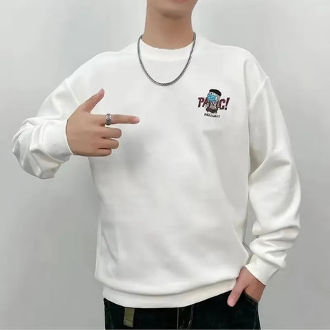 Frühling Herbst Herren Sweatshirt Print Langarm Top Koreanische Mode Streetwear