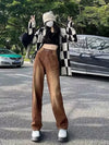 Women's Retro Brown High Waist Wide Leg Jeans Spring Fall