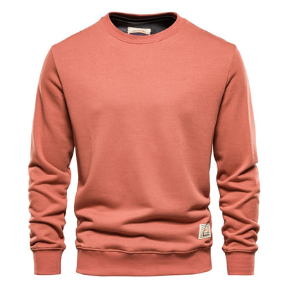 Cotton Men Sweatshirt Casual Solid Color Long Sleeve Quality Classic