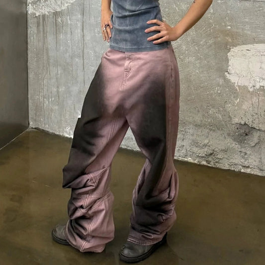 Men High Street Painted Wide-Leg Cargo Jeans