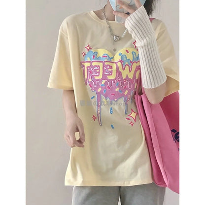 Y2k Heart Donut Tee Oversized Casual Trendy