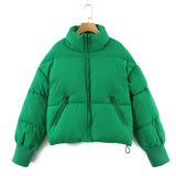 Women's Winter Stand Collar Zip Cropped Puffer Jacket