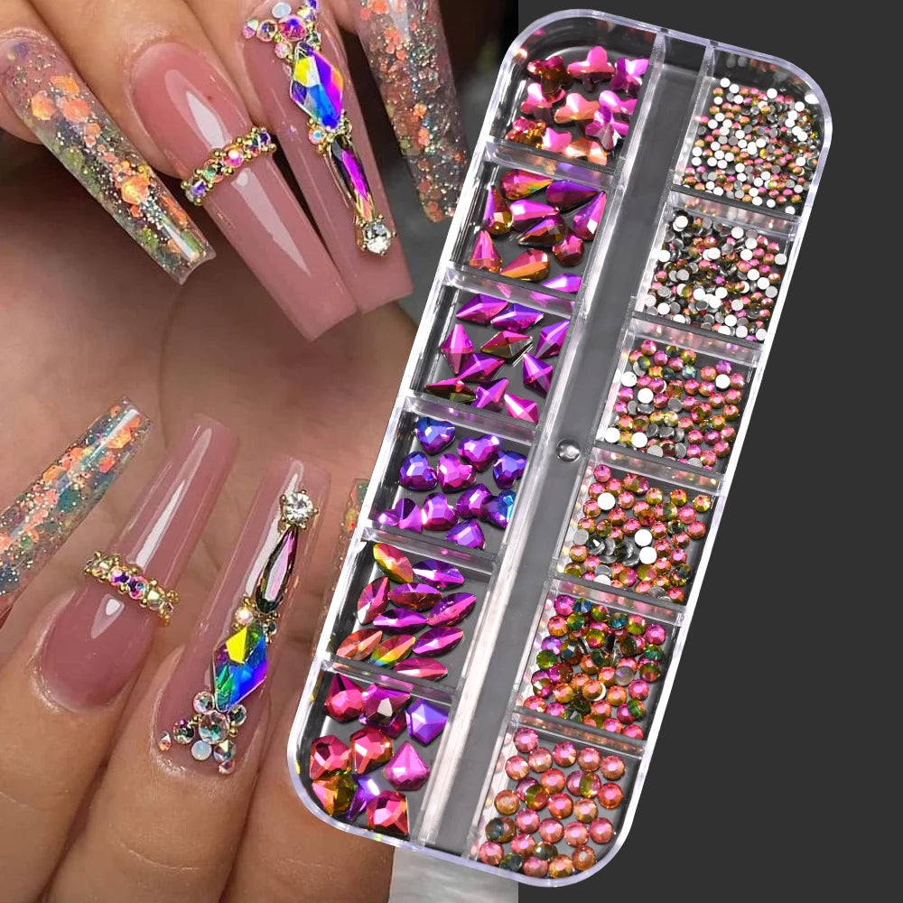 Pink Mixed Nail Rhinestone