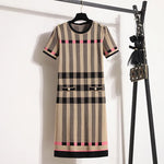 Spring Autumn Striped Sweater Tunic Dress Women's Fashion