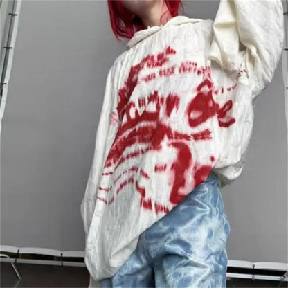 Autumn Fashion Gothic Clothing Grunge Top Y2K Dark Punk Hole Chic Designed