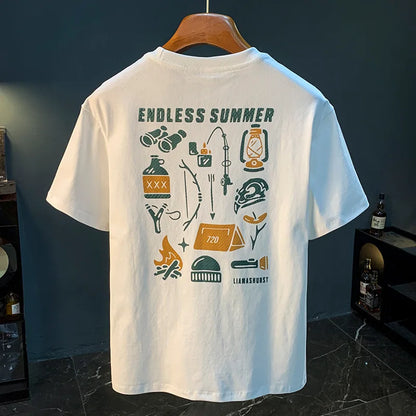 Men's Summer Printed T-Shirt Loose Fit Breathable Casual Round Neck