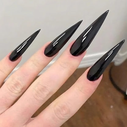 Classic Black Stiletto Nail Art