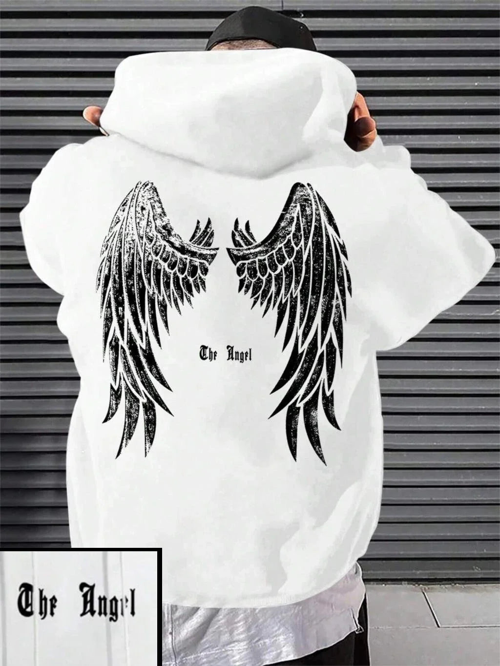 Angel Print Hoodie Men Loose Comfort Fall Wear