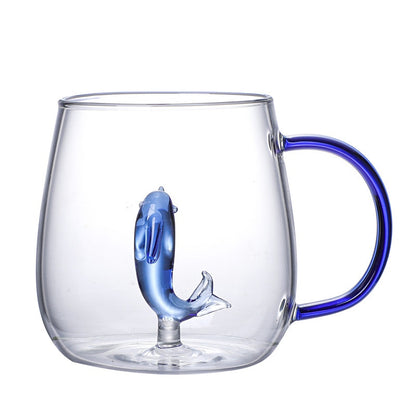 Glass Mug Cute Cartoon Animal Cup with Handle Coffee Milk Tea