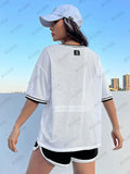 2024 Summer White Jersey Y2K Loose Oversized Tops