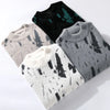 Mens Y2K Patchwork Knit Sweater Slim Fit Streetwear Pullover