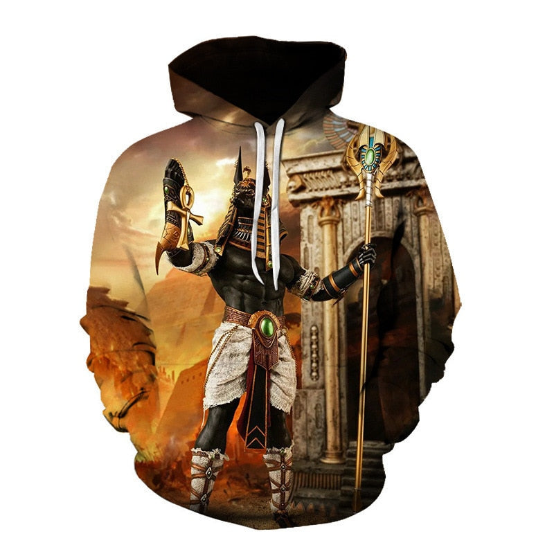 Streetwear Hoodies Men Ancient Horus Egyptian God Eye of Egypt Pharaoh Anubis