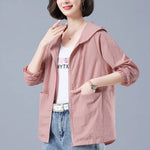 Hooded Jackets Outerwear Women Casual Solid Color