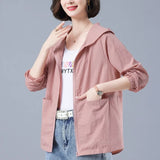 Hooded Jackets Outerwear Women Casual Solid Color