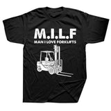 Men's MILF Man I Love Forklift Print Casual Tees Tops