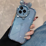 Diamond Bear Ear Case für iPhone, transparente Silikon-Softcover