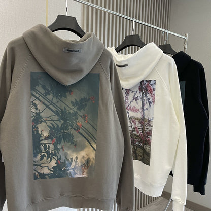 Men Hoodies Sweatshirt Colorful Flower Cotton High Quality