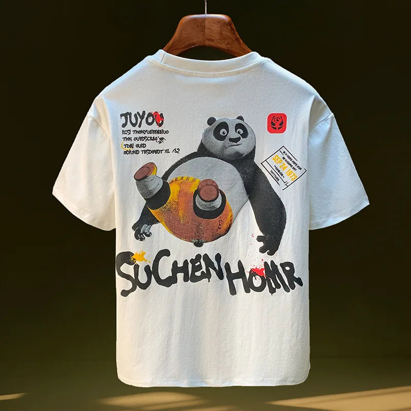 Men’s 2025 Summer Tee Panda Print Loose Fit Shirt