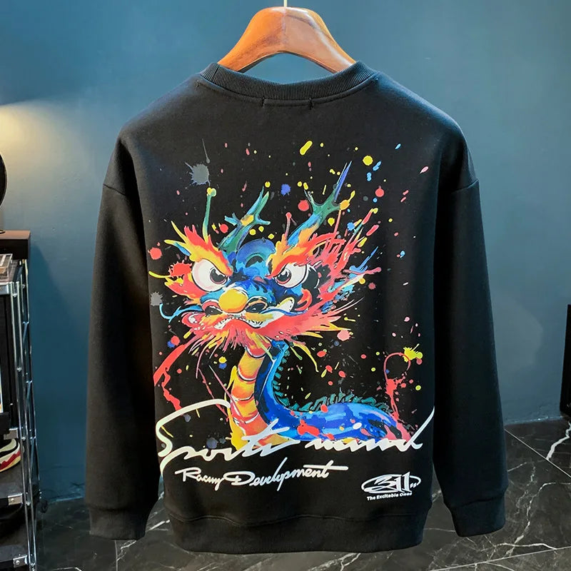 Autumn 2024 Painted Print Men’s Sweater Streetwear Long Sleeve