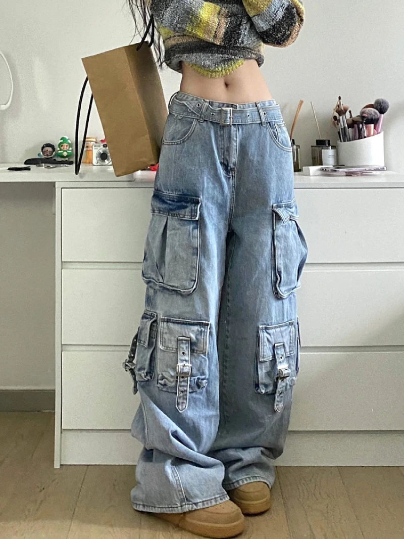 Autumn Winter New Women Cargo Baggy Jeans American Streetwear – xinnzy