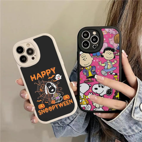 S-Snoopys Cute Cartoon Phone Case For iPhone 2024 lambskin silicone shell cover