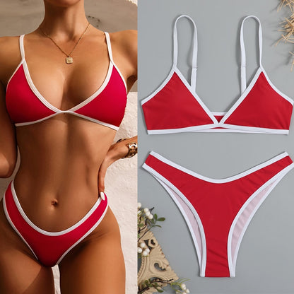 Retro Bikini Patchwork Swimsuit Thong Brazilian Sexy Swimwear