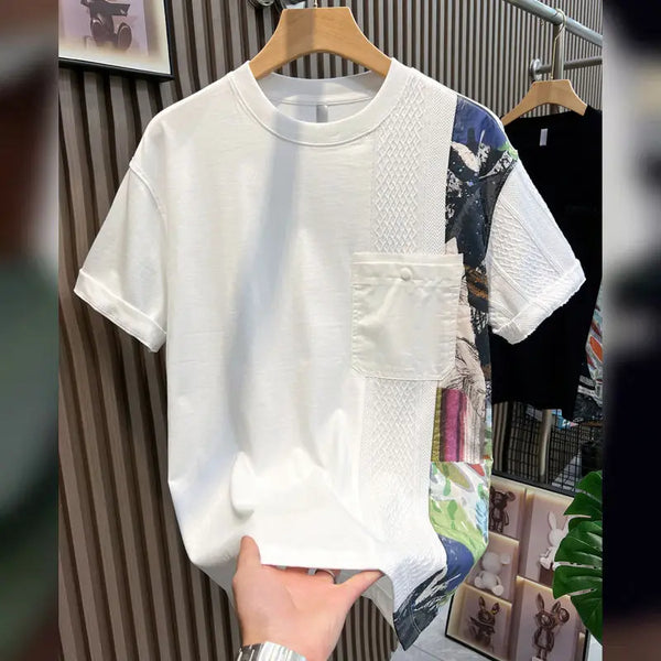 Casual Patchwork Color Block Loose Short Sleeve T-Shirt