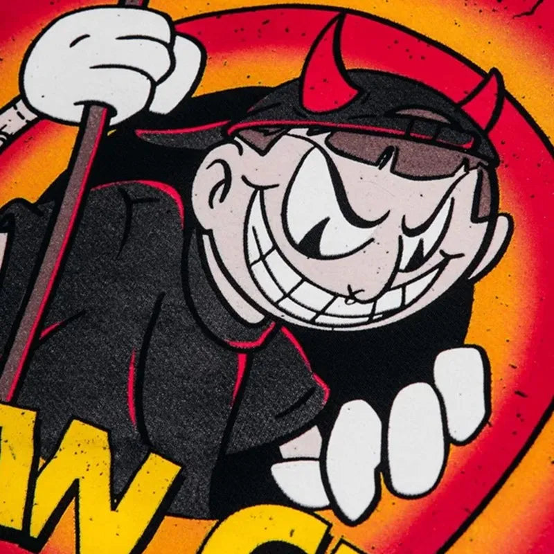 Oversized Streetwear Satan Print Tshirt Cotton Hip Hop Aesthetic Goth Y2k