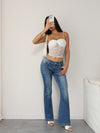 Y2K Light Wash Flared Jeans Women 90s Retro Denim Pants
